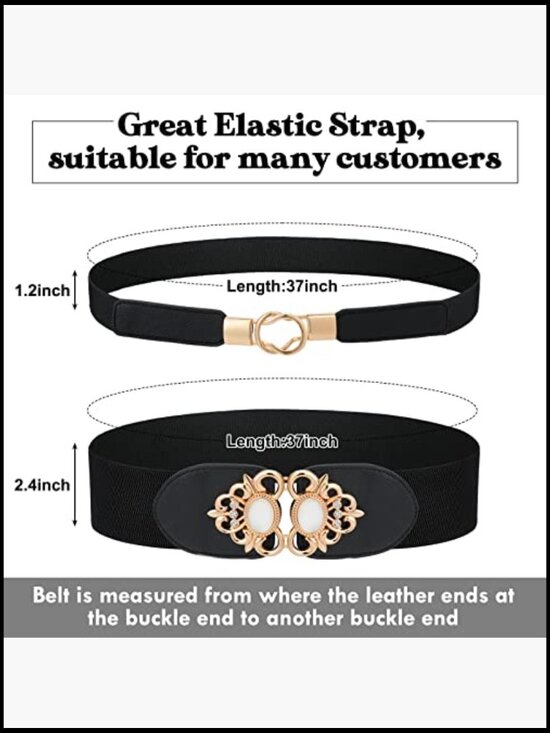 Plus Size Elastic Waist Belts for Women 4 Pack Wide Stretchy Faux Leather